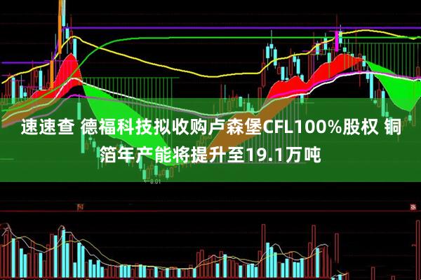 速速查 德福科技拟收购卢森堡CFL100%股权 铜箔年产能将提升至19.1万吨